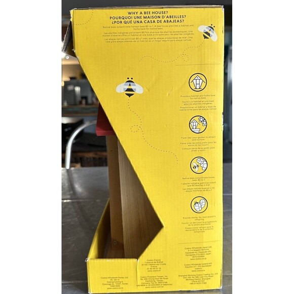 Native Bee Barn House w Butterfly Shelter New in Box Bambeco Wood Red Roof - Picture 2 of 5